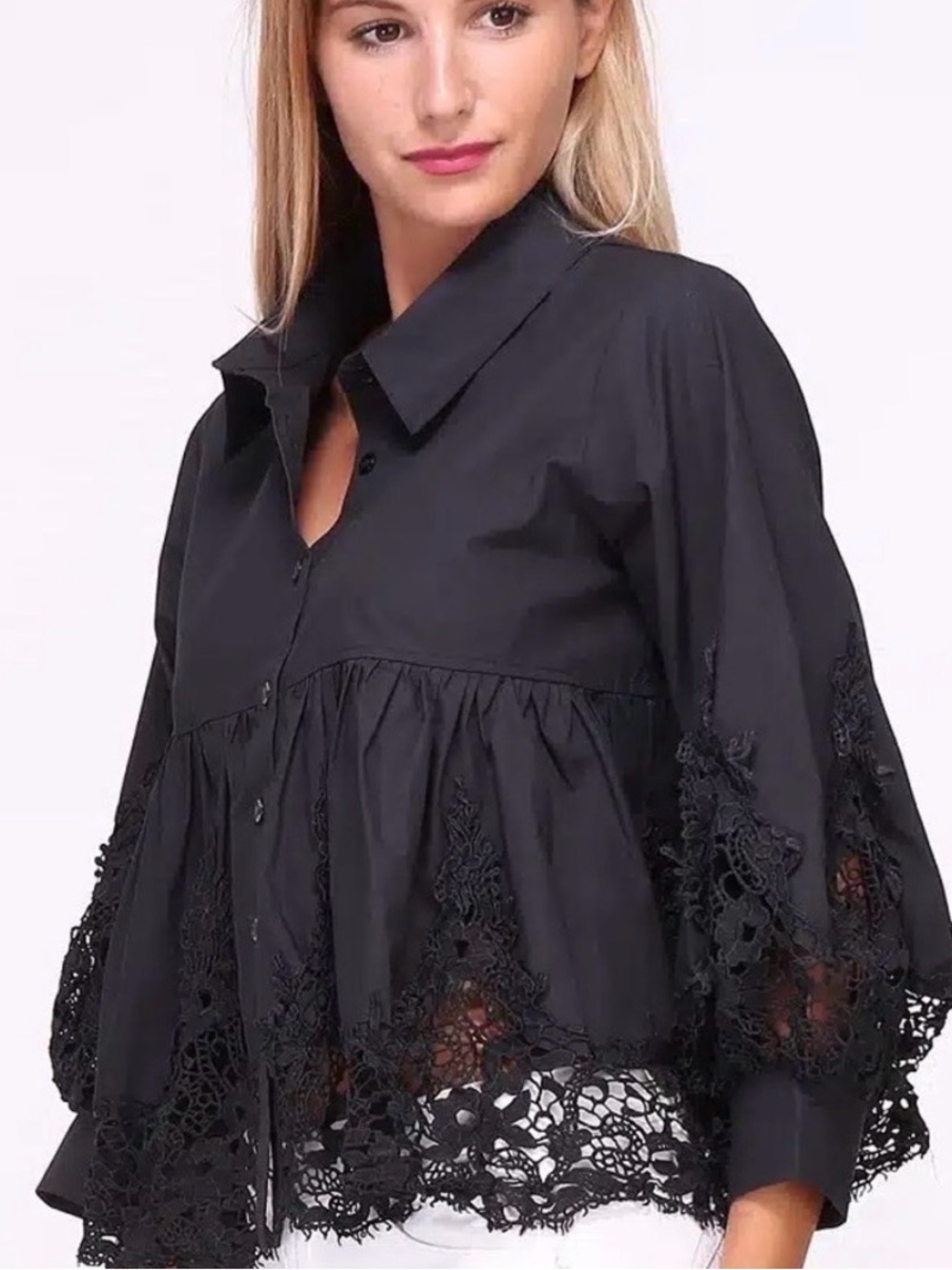 Choklate Paris gorgeous lace 100% cotton top, NWOT, size Medium